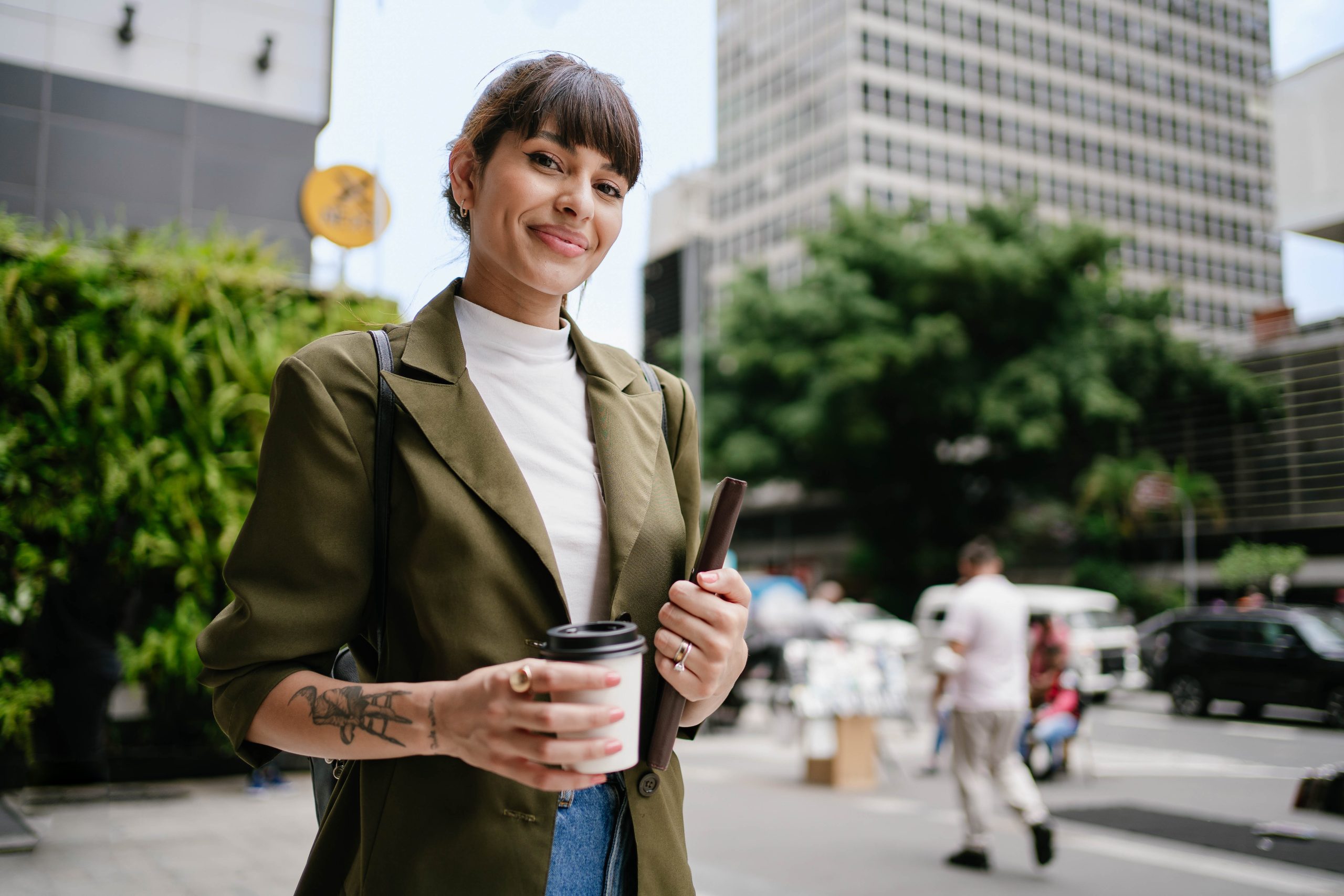 Portrait of beautiful business woman at Paulista Avenue in Sao Paulo , Brazil